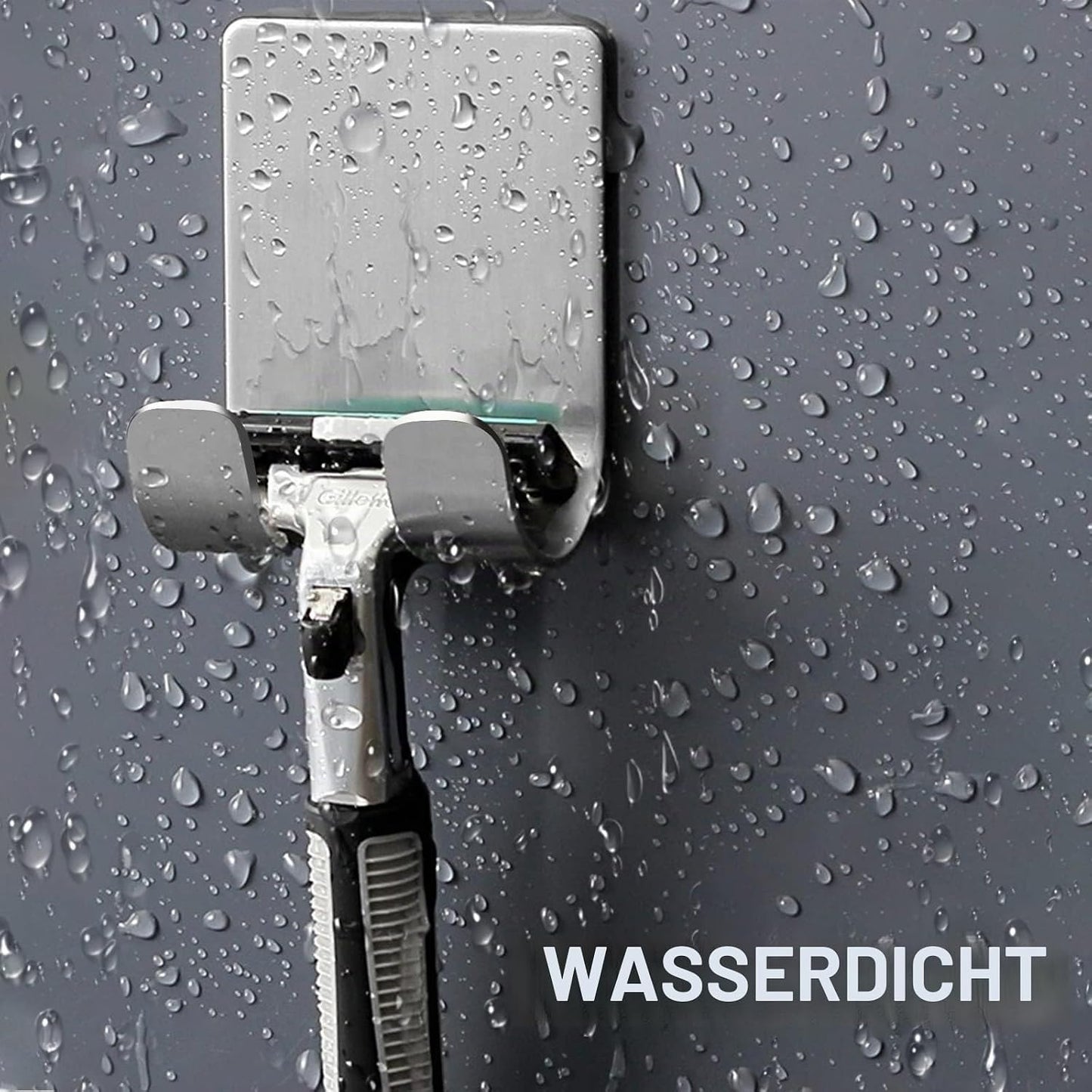 2 Stück Rasierer Halterung Dusche, Haken Selbstklebend Rasierhalter Dusche Edelstahl Klebehaken, Handtuchhaken Ohne Bohren, Badezimmer Haken Wandhaken Silber