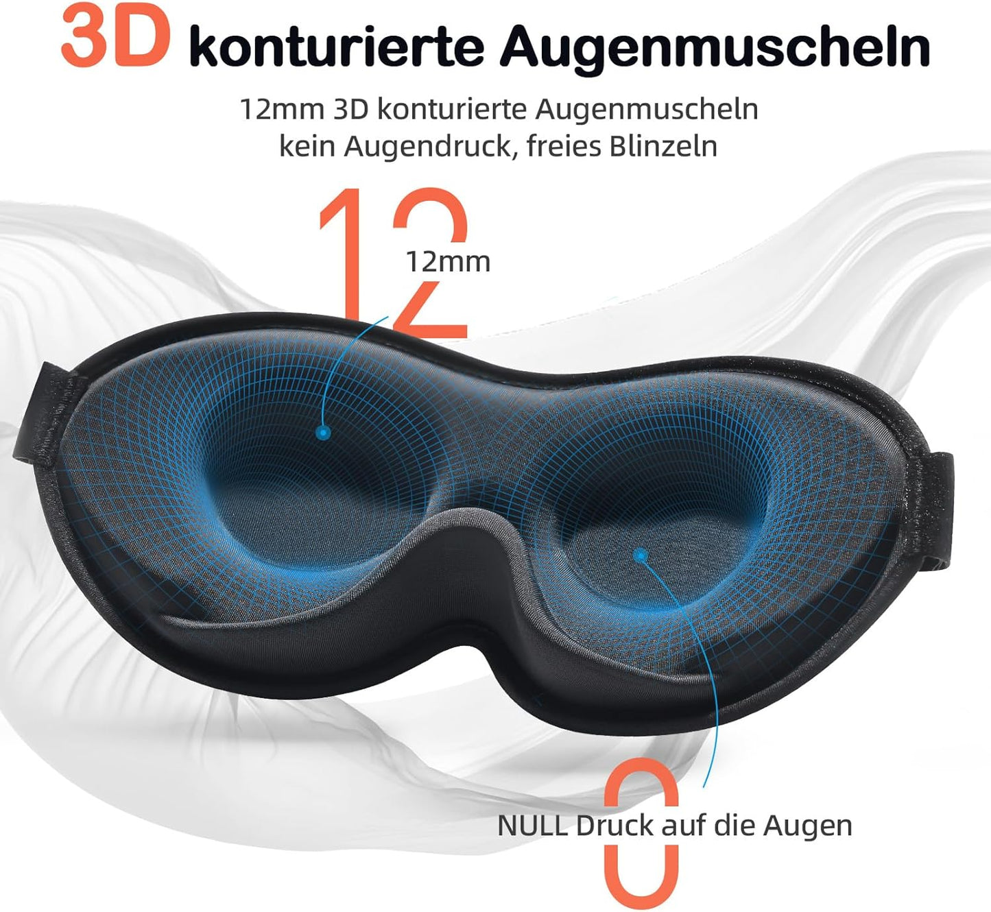INNELO Schlafmaske Für Herren Frauen, Bequeme Atmungsaktive 3D Schlafbrille | 2024 Mit Tiefen Augenhöhlen Und Erhöhtem Nasenpolster, Augenmaske Mit 100 % Lichtblockierung, Memory Foam Für Reisen, Schwarz