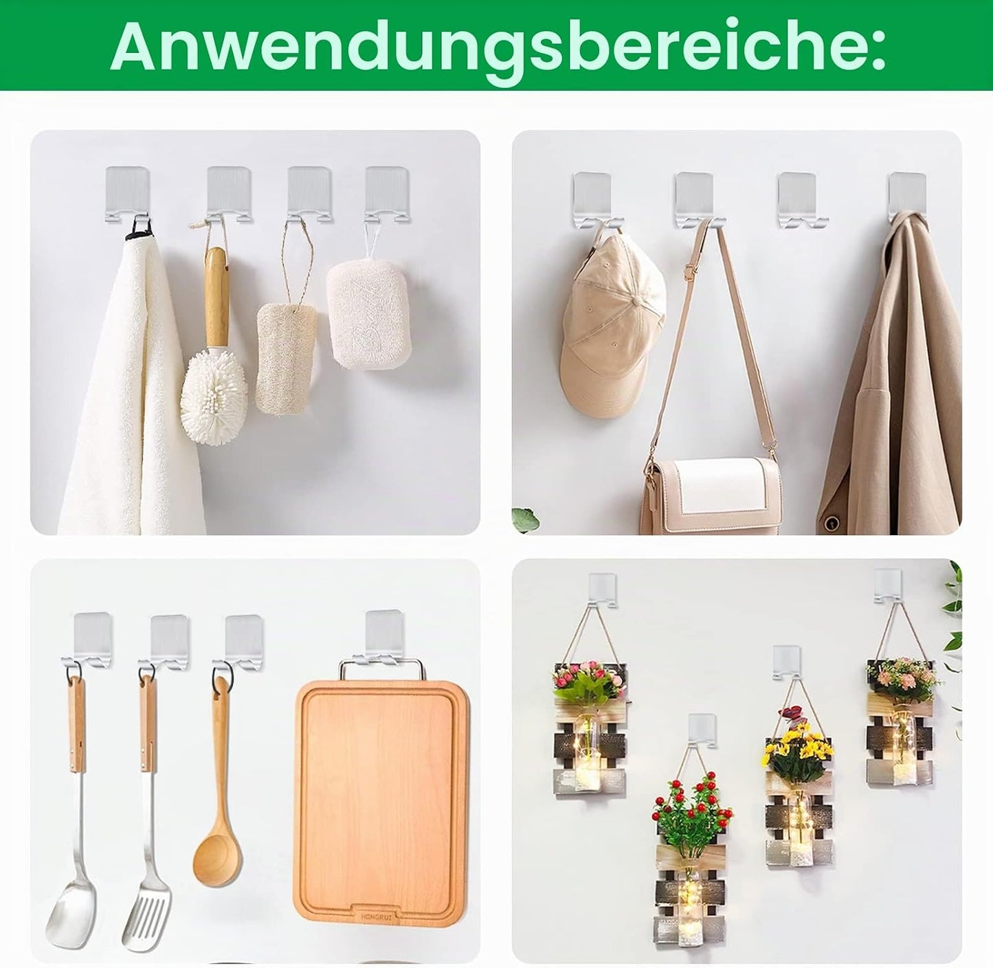 2 Stück Rasierer Halterung Dusche, Haken Selbstklebend Rasierhalter Dusche Edelstahl Klebehaken, Handtuchhaken Ohne Bohren, Badezimmer Haken Wandhaken Silber