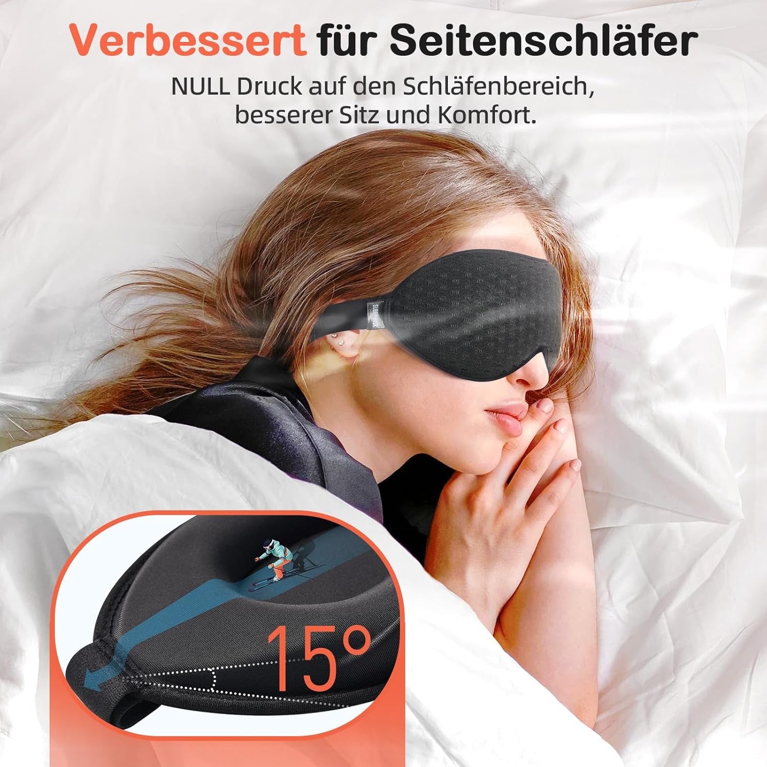 INNELO Schlafmaske Für Herren Frauen, Bequeme Atmungsaktive 3D Schlafbrille | 2024 Mit Tiefen Augenhöhlen Und Erhöhtem Nasenpolster, Augenmaske Mit 100 % Lichtblockierung, Memory Foam Für Reisen, Schwarz